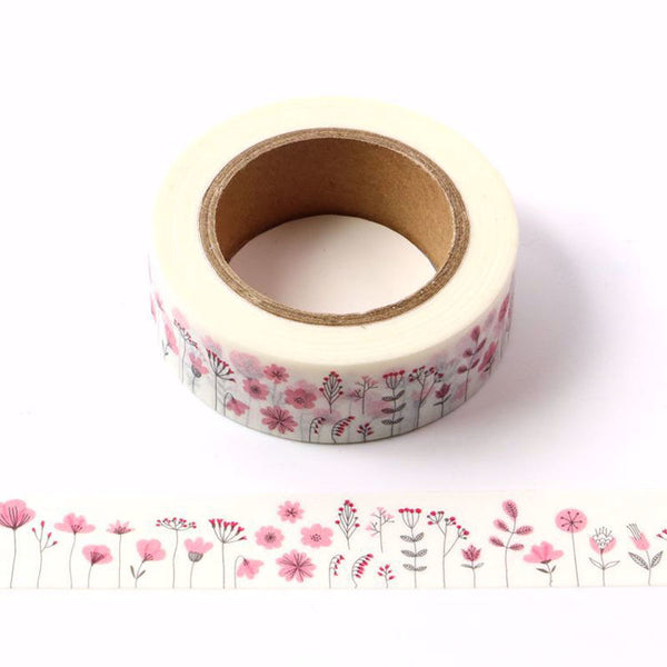 Flower Pattern Printing Washi Tape Decorative Self Adhesive Masking Tape 15mm x 10m