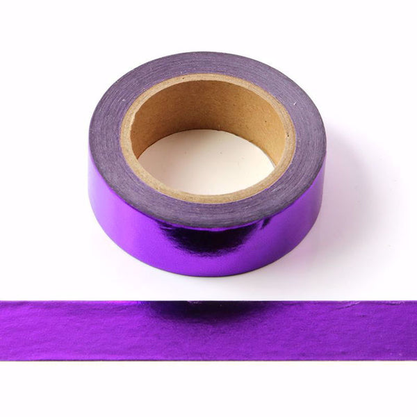 Dark Purple Solid Foil Washi Tape Decorative Self Adhesive Tape 15mm x 10m for Scrapbooking