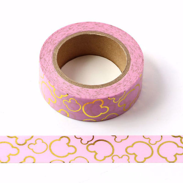 Mouse Gold Foil Embossed Pink Washi Tape Decorative 15mm x 10m