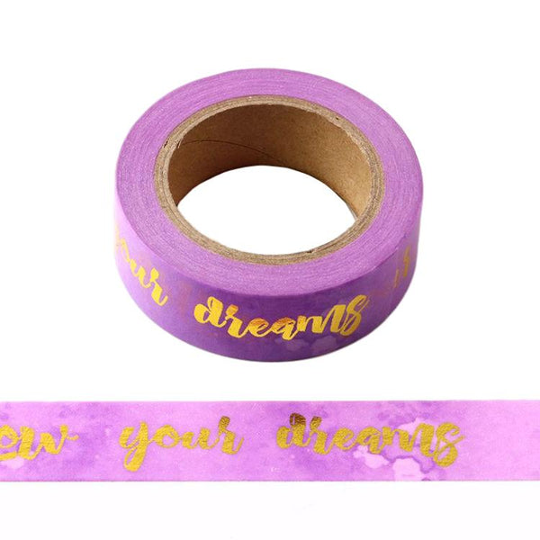 Purple Follow Your Dreams Gold Foil Motivational Decorative Washi Tape