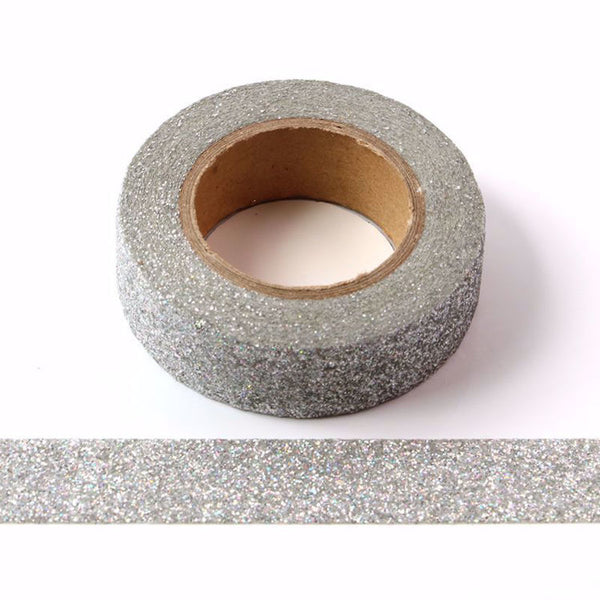 Iridescent Silver Glitter Washi Tape Decorative Tape 15mm x 5m