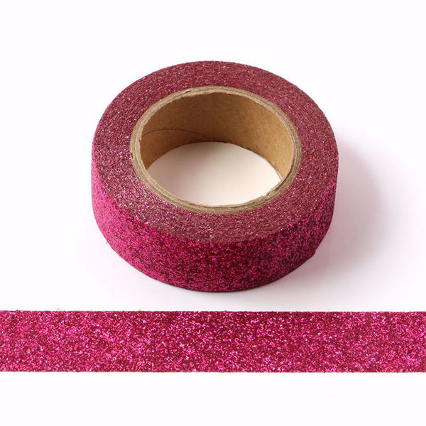 Fuchsia Pink Glitter Washi Tape Decorative Tape 15mm x 5m