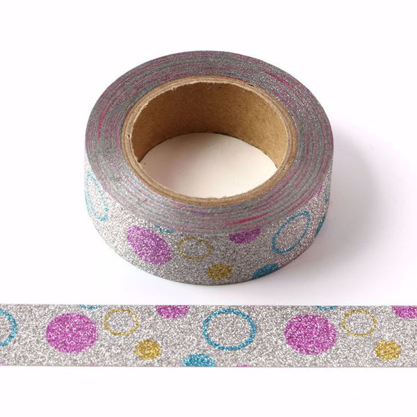 Silver Glitter Bubble Washi Tape Decorative Tape 15mm x 10m