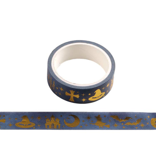 Halloween Ghost Washi Tape Blue with Gold Foiling