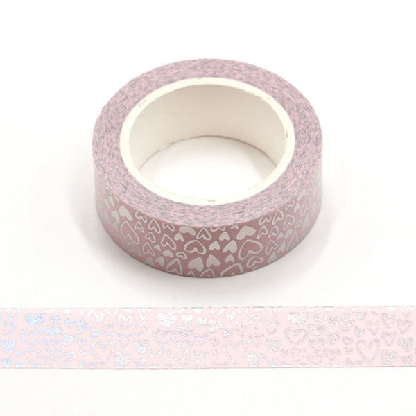 Holographic Colour Changing Silver Love Hearts Washi Tape