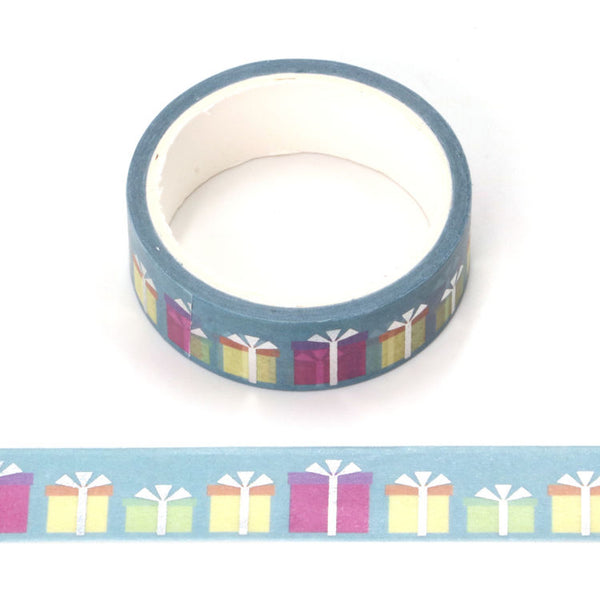 Gift Washi Tape Ideal For Christmas / Birthdays With Silver Foil