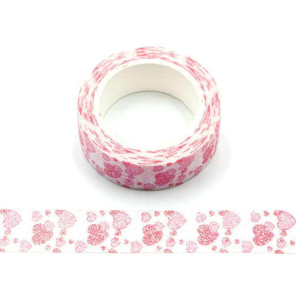 Sparkly Valentines Red and Pink Hearts Glitter Washi Tape