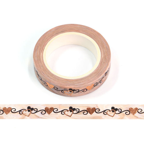 Rose Gold Foil Love Hearts Washi Tape 10mm x 10m