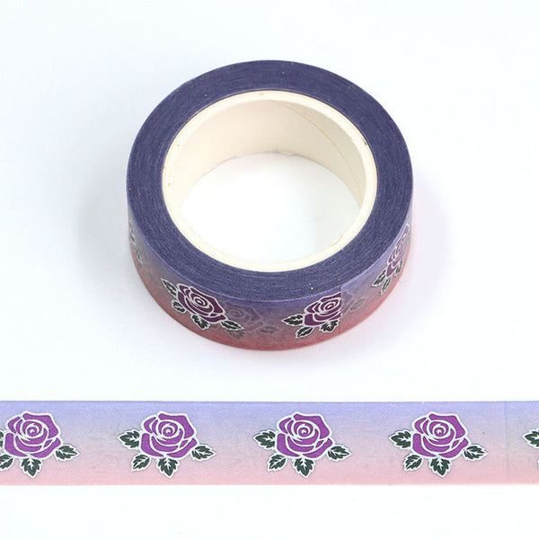 Silver Foil and Purple Rose Washi Tape Decorative