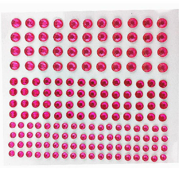 172Pcs 3 Size Hot Pink Acrylic Gem Decorative Crystal Self Adhesive Sticker Sheet Embellishments 3mm, 4mm, and 5mm for Scrapbooking (Hot Pink)