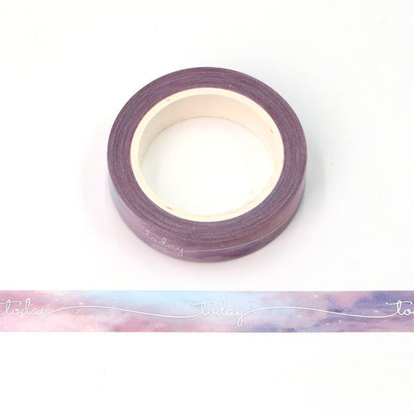 Today Silver Holographic Foil Embossed Blue Violet Colour Fading Washi Tape Decorative 10mm x 10m