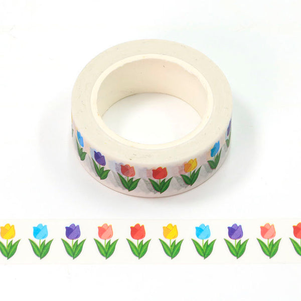 Syntego Colourful Tulips Washi Tape Decorative Self Adhesive Masking Tape 15mm x 10 Meters