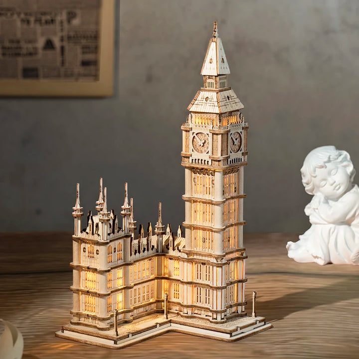 3D Wooden Puzzle Model of Big Ben, Tower Bridge, and Pagoda - Educational Building Toys for Children, Ideal Birthday Gift