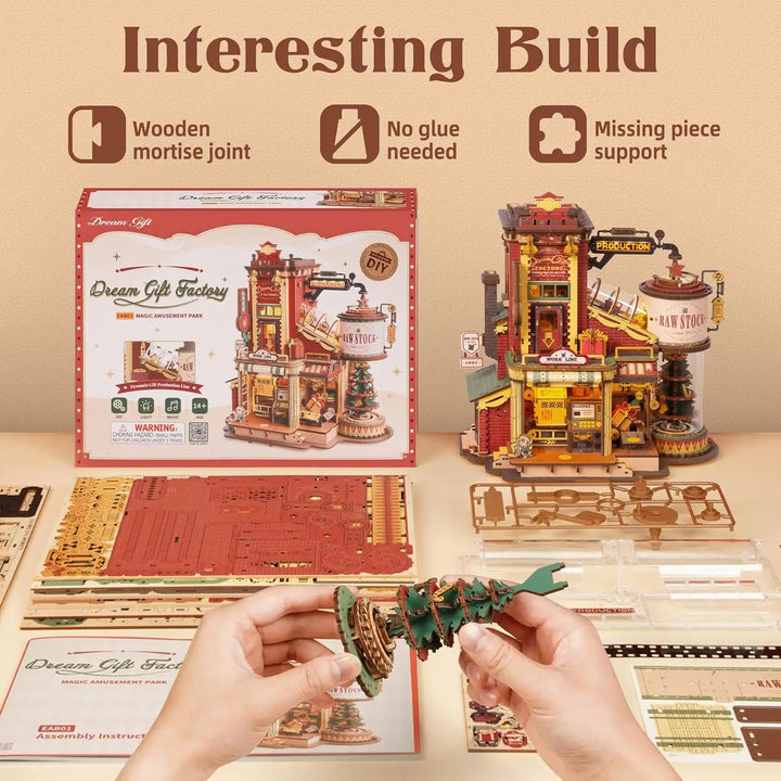 Rokr Wooden Music Box - Christmas Dream Gift, 3D Wooden Puzzles and Model Kits for Kids and Adults