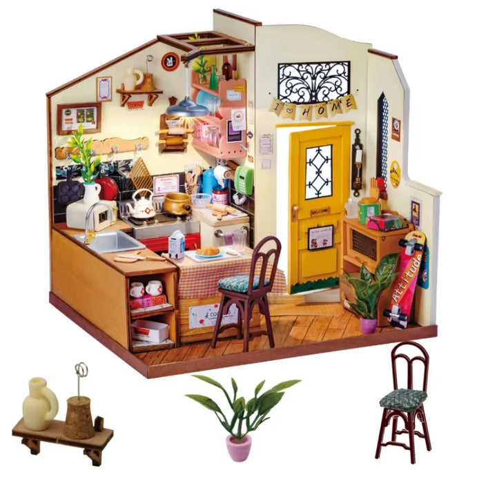 Rolife Cozy Kitchen 3D Wooden Puzzle Miniature House Kit - DIY Gift for Children DG159