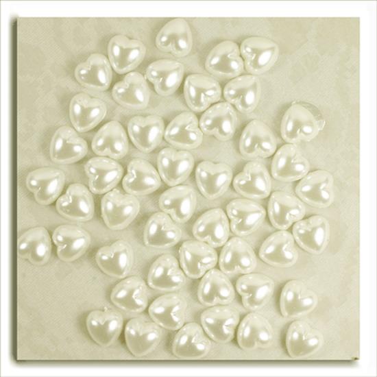 Ivory Pearl Heart Shape Beads Flat Backed. Pack of 50 Beads