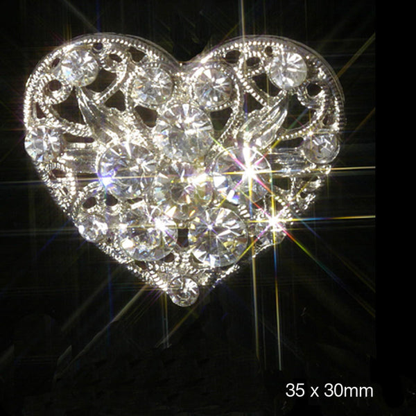 10 Filigree Heart Rhinestone Crystal Diamante Embellishments