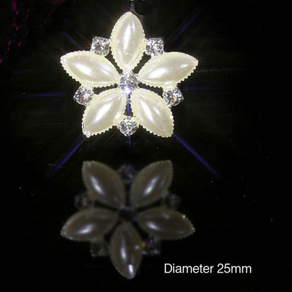 Diamante and Pearl Flower Embellishments Quality Rhinestones