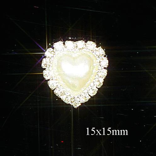 Mini Diamante and Pearl Heart Embellishments Grade A Rhinestones