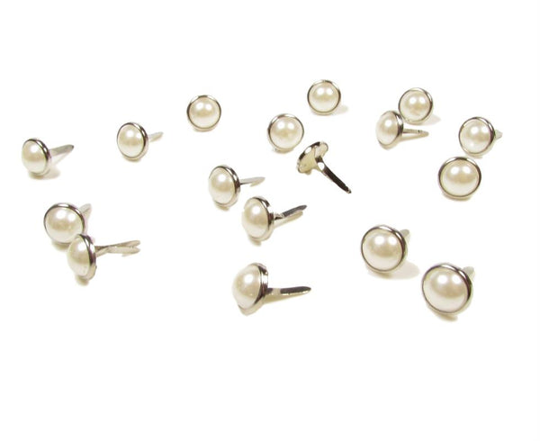 Round Pearl Brads Ivory 10mm x 12mm