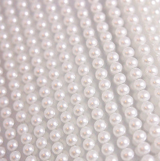 500 WHITE Mini 3mm Pearls Flat Backed Round Self Adhesive Beads