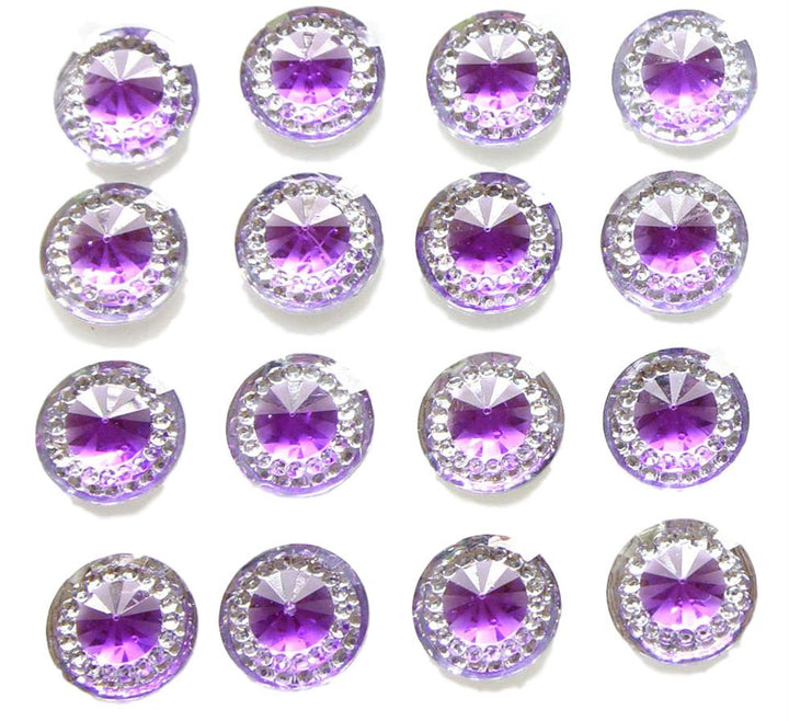 Capri Self Adhesive Amethyst Round wth Mini Crystals 12 mm