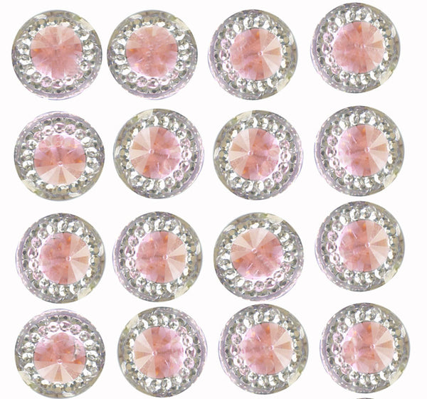 Pisa Self Adhesive Pink Round wth Mini Crystals 12 mm