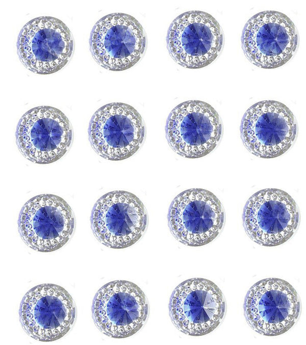 Amalfi Self Adhesive Royal Blue Round wth Mini Crystals 12 mm. 40 Crystals Per Sheet