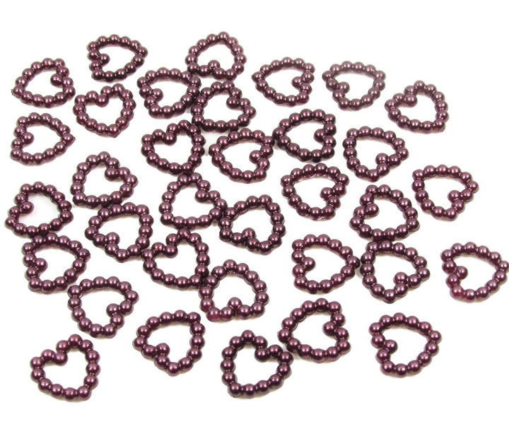 Burgundy Pearl Heart Shape Bead Double Sided 11mm