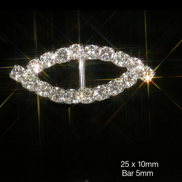 Eye Shape Grade A Rhinestone Diamante Ribbon Slider Buckles