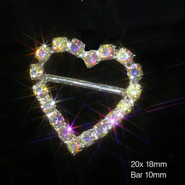 'AB' Heart Ribbon Slider Buckle (HORIZONTAL BAR)