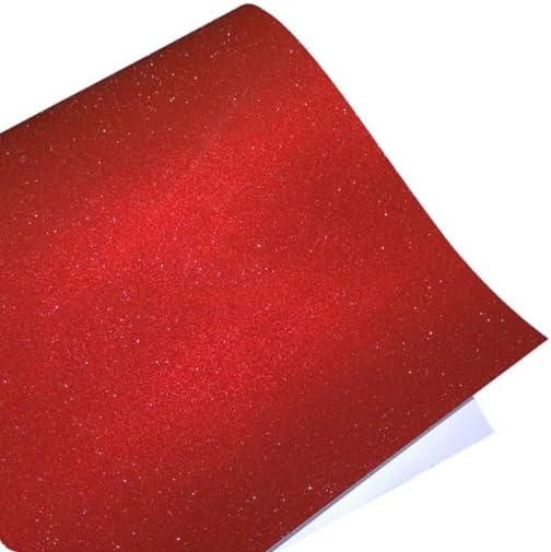 10 Sheets Red Self Adhesive Glitter Vinyl Permanent Overlay Sheets 12" x 12" Laminate Stickers