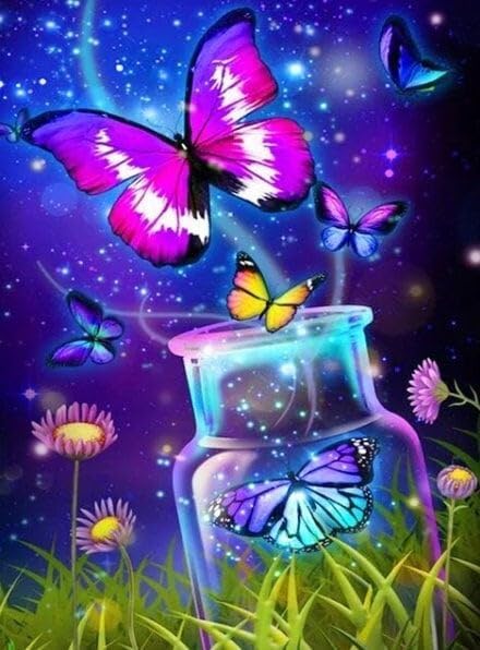 Syntego 5D DIY Magical Butterfly in a Jar Diamond Art Painting for Adults 30cm x 40cm Embroidery Rhinestone Canvas by Numbers