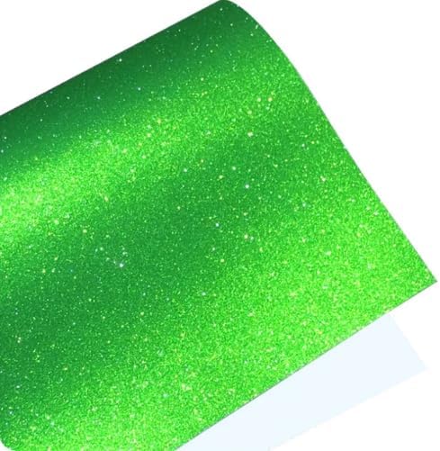 10 Sheets Green Self Adhesive Glitter Vinyl Permanent Overlay Sheets 12" x 12" Laminate Stickers