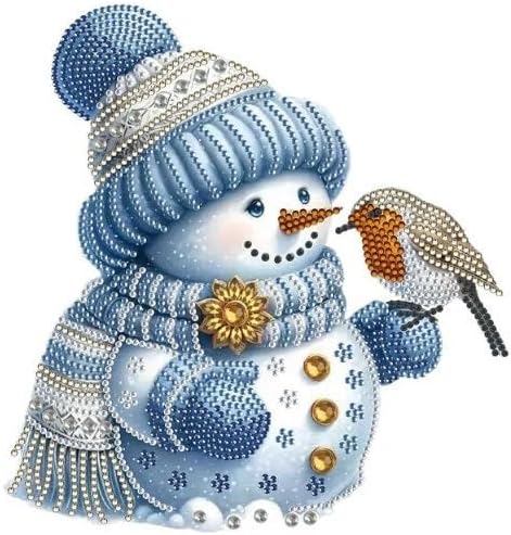 Syntego 5D DIY Snowman and Robin Diamond Art Painting for Adults 30cm x 30cm Crystal Embroidery Rhinestone Canvas by Numbers