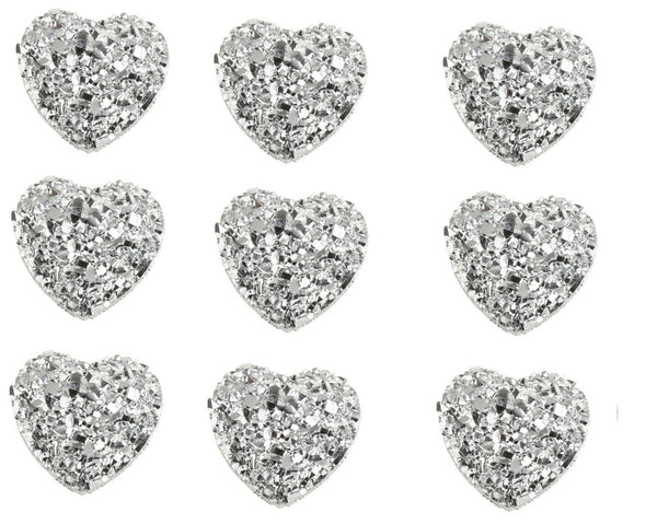 Heart Shaped Silver Gem Resin Embellishments