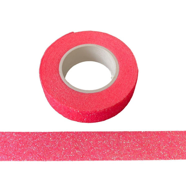 Shocking Pink Glitter Washi Tape Decorative Masking Self Adhesive