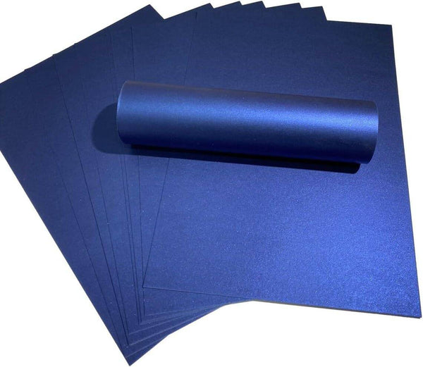 20 Sheets Royal Blue Pearlescent A4 Paper Decorative 120gsm Double Sided - Syntego