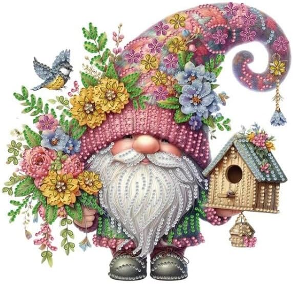 Syntego 5D DIY Birdhouse Floral Gardening Gnome Diamond Art Kit Crystal Embroidery Rhinestone Canvas 30cm x 30cm