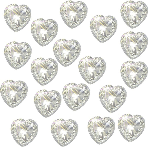 40 Self Adhesive Acrylic Hearts Embossed Mini Crystals 12x10 mm