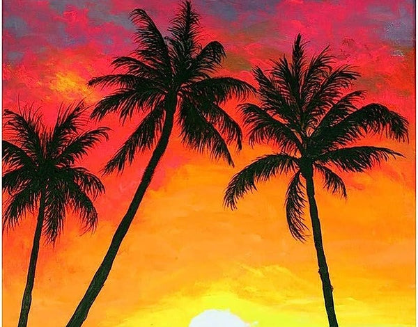 5D DIY Palm Tree Sunset Diamond Art Painting for Adults & Kids 40 x 30cm