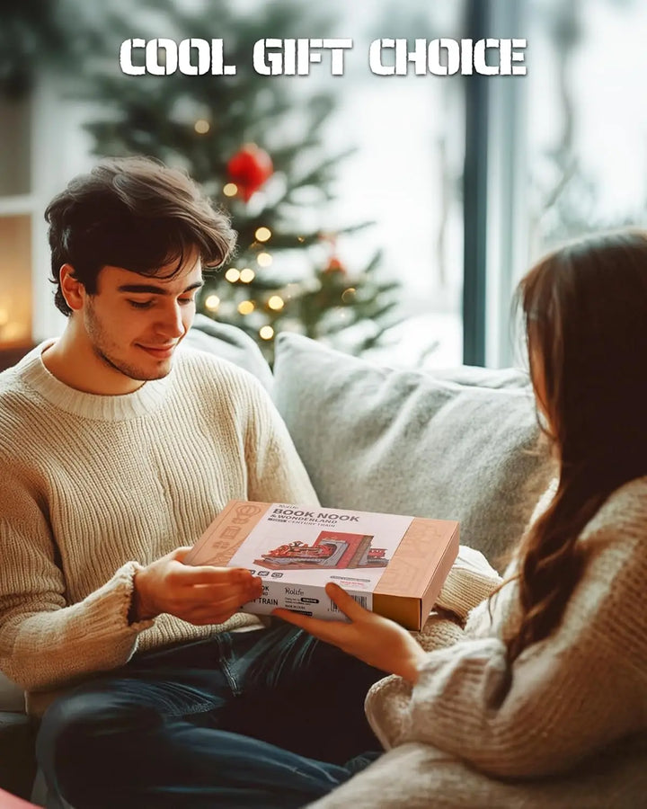 Rolife Vintage Wooden Train Kit - 3D Puzzle DIY Book Nook Decorative Bookends - Perfect Gift for Adults, Boys, and Girls - 6.5" Fun & Crafty Experience!