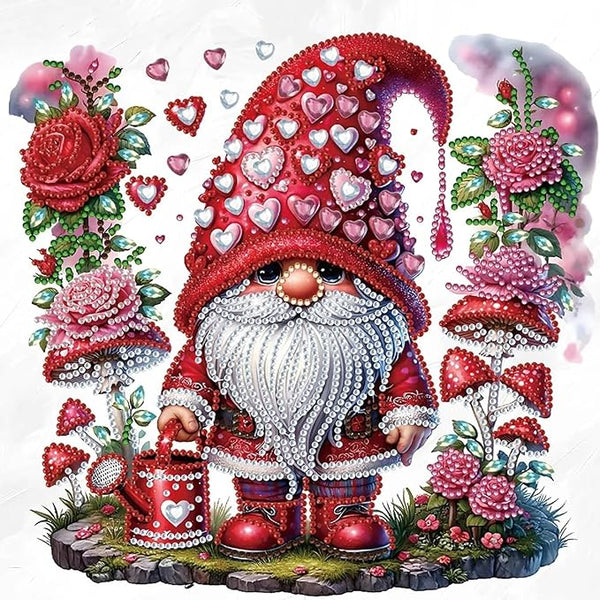 Syntego 5D DIY Love Hearts Gnome Diamond Art Kit Crystal Embroidery Rhinestone Canvas 30cm x 30cm