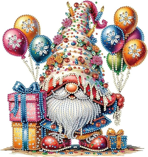 5D DIY Birthday Gnome Diamond Art Kit Crystal Embroidery Rhinestone Acrylic Table Top Decoration