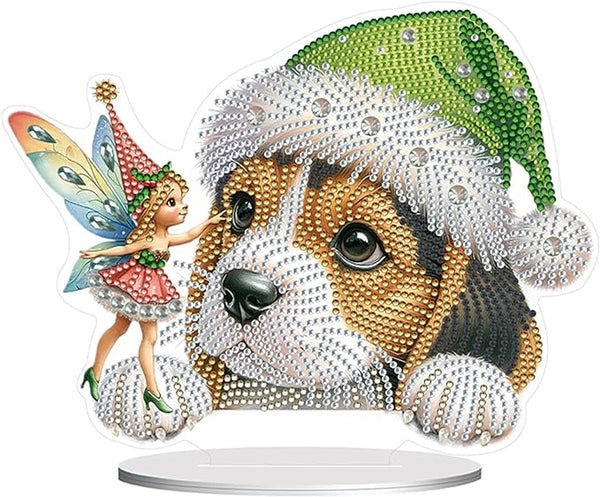 Syntego 5D DIY Diamond Art Kit Crystal Embroidery Rhinestone Acrylic Table Top Decoration (Puppy with Fairy)