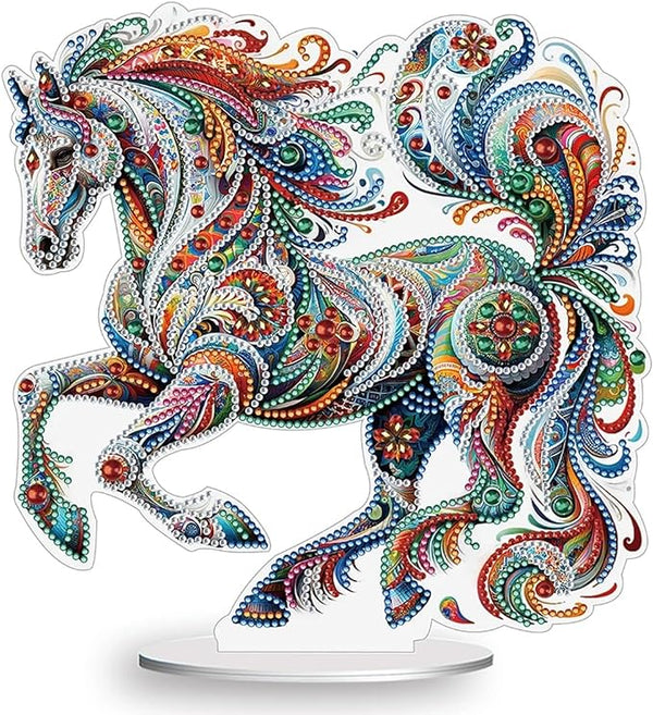 5D DIY Mosaic Colourful Horse Diamond Art Kit Crystal Embroidery Rhinestone Acrylic Table Top Decoration