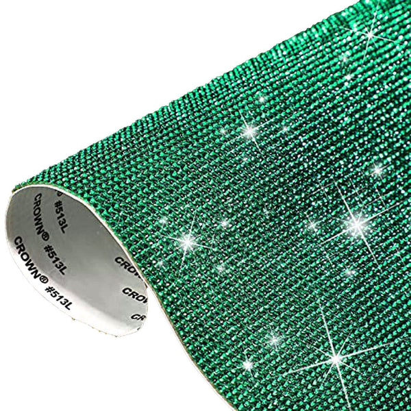 Green Self Adhesive Rhinestone Sheet Large 40cm x 24cm (17" x 10") Super Sparkly Crystal Rhinestones