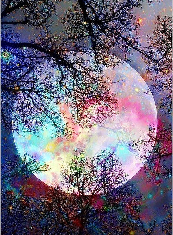 5D DIY Moon Diamond Art Painting for Adults & Kids 40 x 30cm, Round Crystal Embroidery Rhinestone Canvas by Numbers for Arts and Crafts & Wall Decor