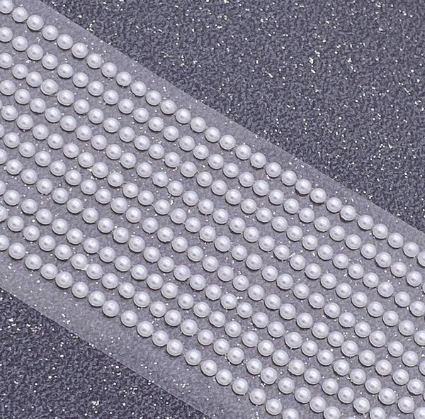 500 WHITE Mini 3mm Pearls Flat Backed Round Self Adhesive Beads
