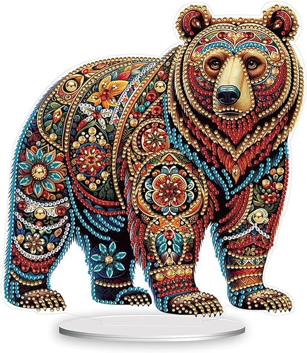 5D DIY Mosaic Colourful Bear Diamond Art Kit Crystal Embroidery Rhinestone Acrylic Table Top Decoration